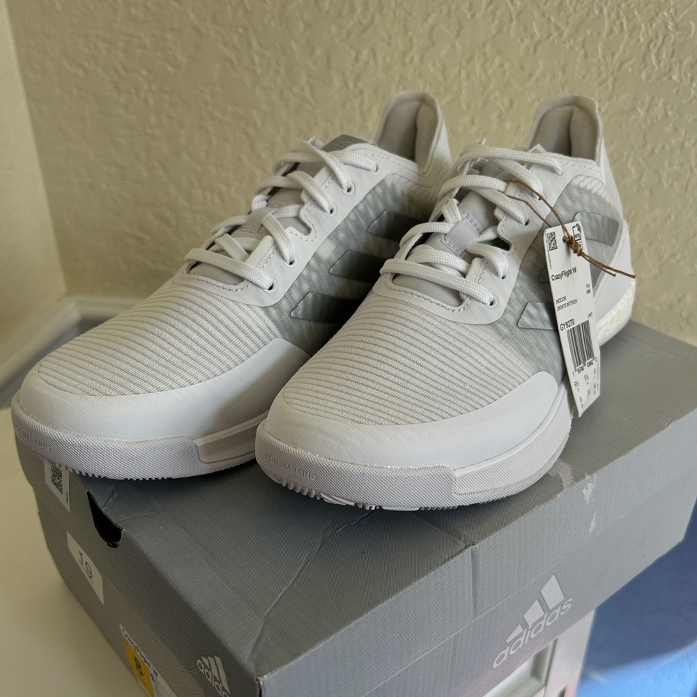Adidas Crazyflight Shoes White Silver Metallic & Grey Color-way S 8 GY9270 - Picture 7 of 16